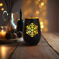 Deko Windlicht aus Glas mit Gravur - Schneeflocke - Weihnachtsdeko zum Verschenken