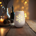 Deko Windlicht aus Glas mit Gravur - Schneeflocke - Weihnachtsdeko zum Verschenken