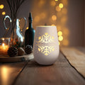 Deko Windlicht aus Glas mit Gravur - Schneeflocke - Personalisiert mit Namen - Geschenk zu Weihnacht