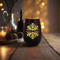 Deko Windlicht aus Glas mit Gravur - Schneeflocke - Personalisiert mit Namen - Geschenk zu Weihnacht