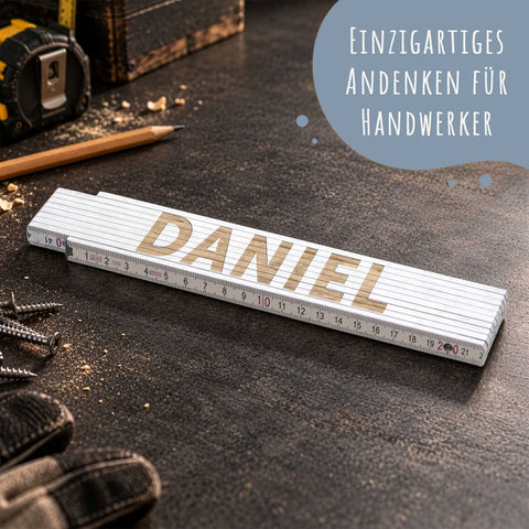 Zollstock 2 Meter mit Gravur oder Druck - Wunschname - Personalisiert mit Namen
