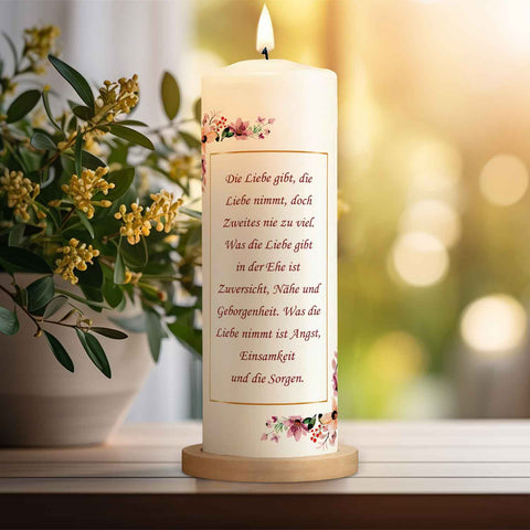 Große Kerze "Wir sagen Ja" - Hochzeitskerze mit Namen, Datum und Wunschtext