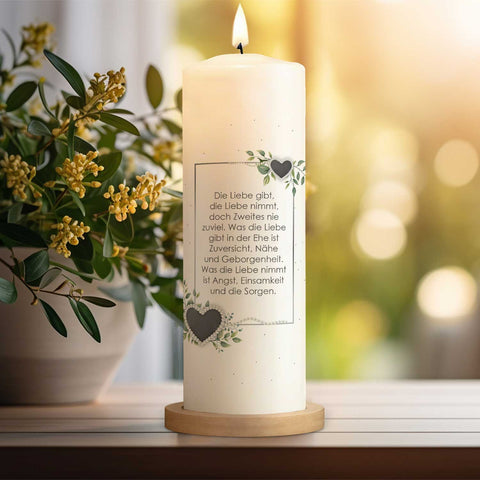 Große Kerze "Perlenhochzeit" - Hochzeitskerze mit Namen, Datum & Wunschtext