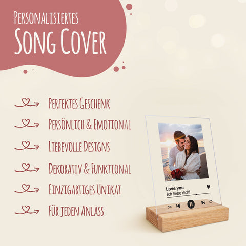 Personalisiertes Song Cover auf Acrylglas - Geschenk mit eigenem Foto im Musik Cover Design