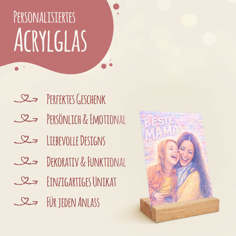 Personalisierter Aufsteller aus Acryl - Beste Mama Streetart - Geschenk mit eigenem Foto