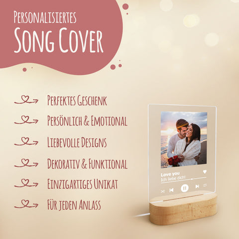 Personalisiertes LED Song Cover auf Acrylglas - Geschenk mit eigenem Foto im Musik Cover Design
