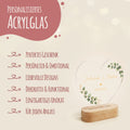 GRAVURZEILE Beleuchtetes Acrylglas - Eukalyptuskreis & Herzmotiv - Personalisiert mit Namen & Datum - Geschenk zur Hochzeit, Jahrestag & Valentinstag - 17 cm, 14,5 cm