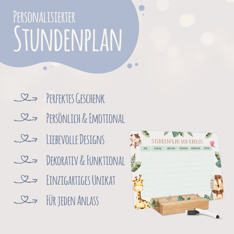 Personalisierter Stundenplan - Tiergruppe mit Namen