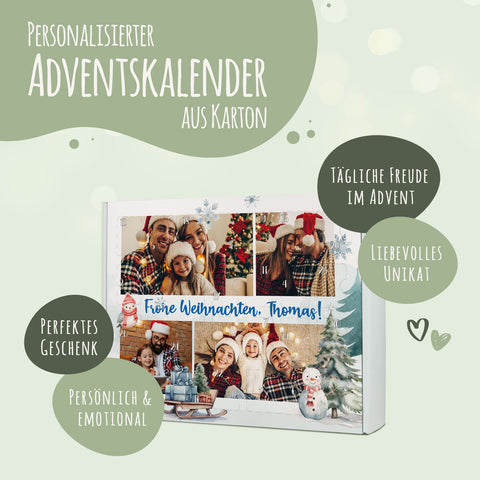 Personalisierter DIY Adventskalender mit 4 Fotos & Wunschtext zum selbst Befüllen