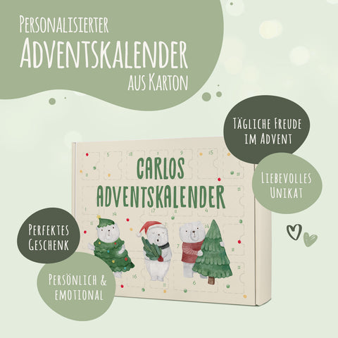 Personalisierter DIY Adventskalender mit Eisbären Design zum selbst Befüllen