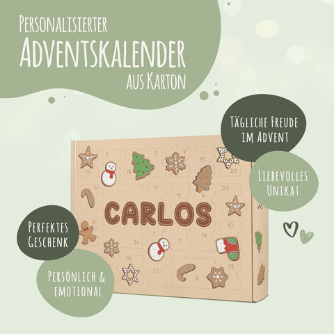 Personalisierter DIY Adventskalender mit Lebkuchen Design zum selbst Befüllen