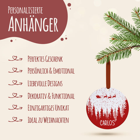 Christbaumschmuck aus Holz - Weihnachtswald - Weihnachtsanhänger mit Namen