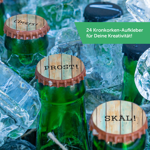 DIY Bierkasten Banderole mit 24 Deckelaufklebern - Hoppy Beersday