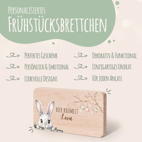 Frühstücksbrettchen mit Druck & Name zu Ostern