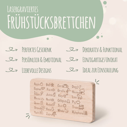 Frühstücksbrettchen "ABC Englisch Brotzeitbrett"