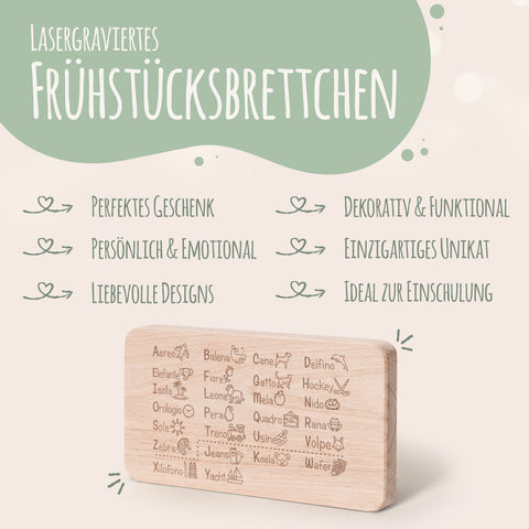 Frühstücksbrettchen "ABC Italienisch Brotzeitbrett"