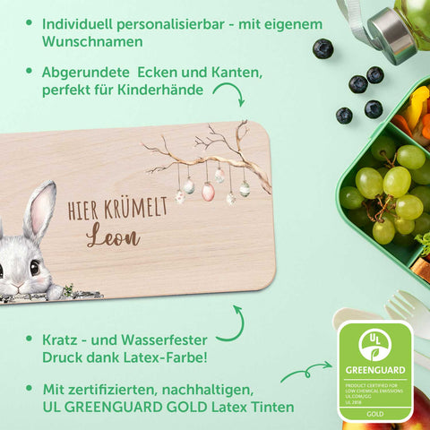 Frühstücksbrettchen mit Druck & Name zu Ostern