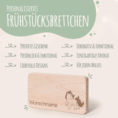 Frühstücksbrettchen für Kinder im " Einhorn" Design mit Wunschname