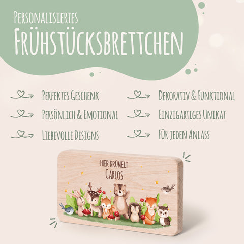 Frühstücksbrettchen mit Druck & Name im "Tiergruppe" Design