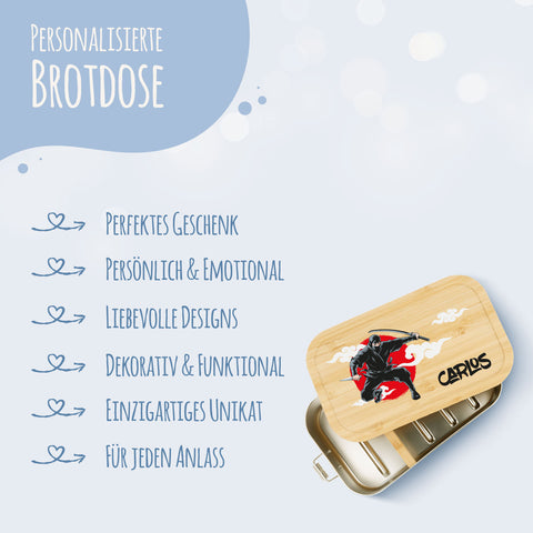 Brotdose mit Deckel für Kinder mit UV-Druck im "Ninja" Design