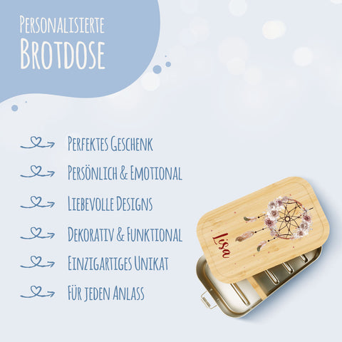 Brotdose mit Deckel für Kinder mit UV-Druck im "Traumfänger" Design