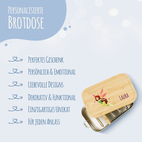 Brotdose mit Deckel für Kinder mit UV-Druck im "Zauberfee" Design