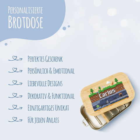 Brotdose mit Deckel für Kinder mit UV-Druck im "Pixelerde" Design