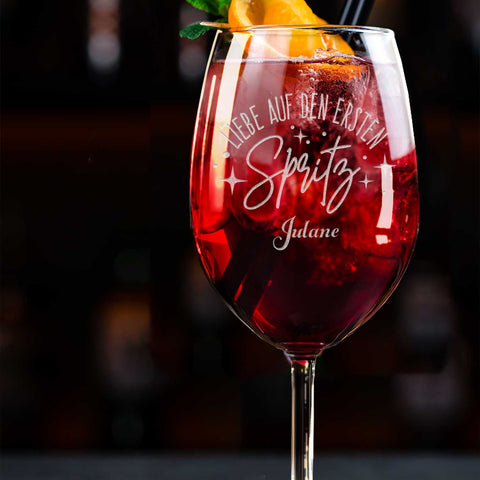 Leonardo Weinglas mit Gravur - "Liebe auf den ersten Spritz" mit Name