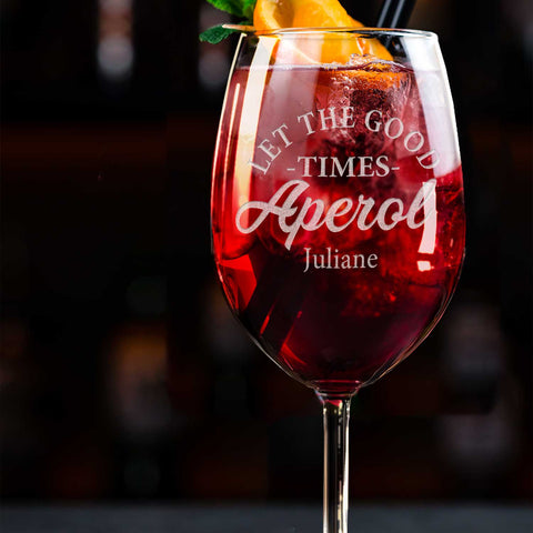 Leonardo Weinglas mit Gravur - "Let the good times Aperol" mit Name