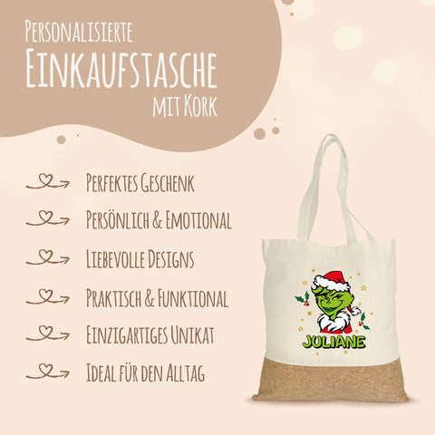 Einkaufstasche Kork - Grinch