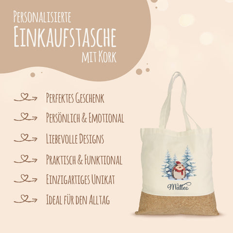 Einkaufstasche Kork - Schneetiere