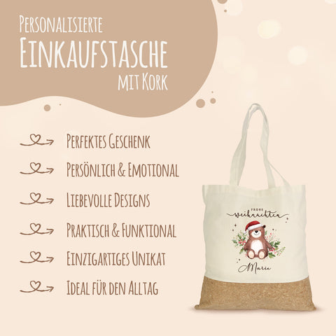 Einkaufstasche Kork - Wintergrün