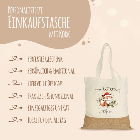 Einkaufstasche Kork - Wintergrün