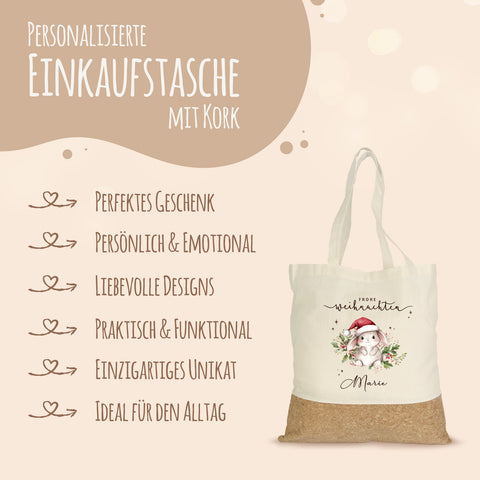 Einkaufstasche Kork - Wintergrün