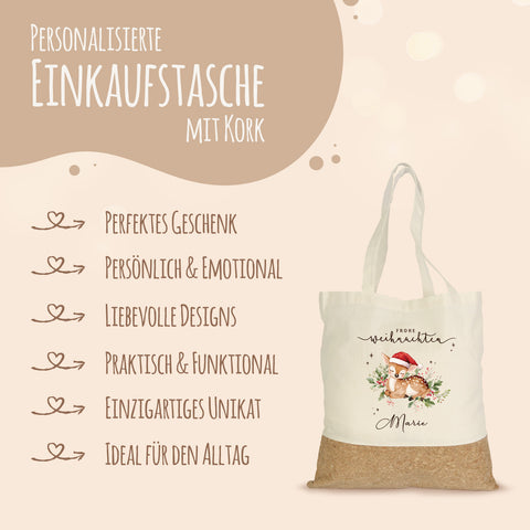 Einkaufstasche Kork - Wintergrün