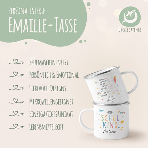 Emaille Tasse für Kinder - Mutmacher - Personalisiert mit Namen