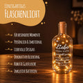 Flaschenlicht mit LED-Lichterkette und Gravur "Liebe muss nicht perfekt sein"