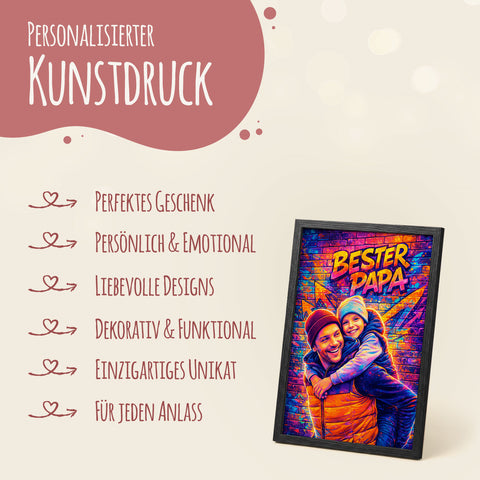 Personalisiertes Poster - Bester Papa Streetart - Personalisiertes Geschenk mit Foto