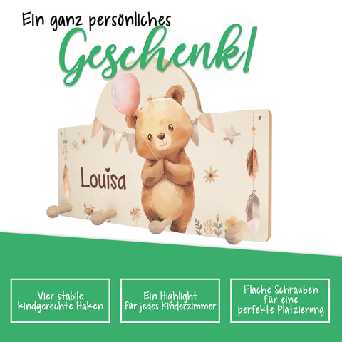 Personalisierte Garderobe fürs Kinderzimmer - Bär