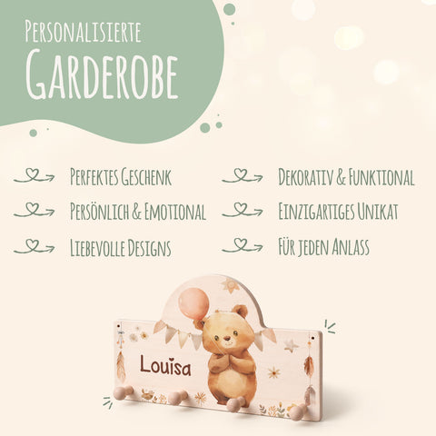 Personalisierte Garderobe fürs Kinderzimmer - Bär