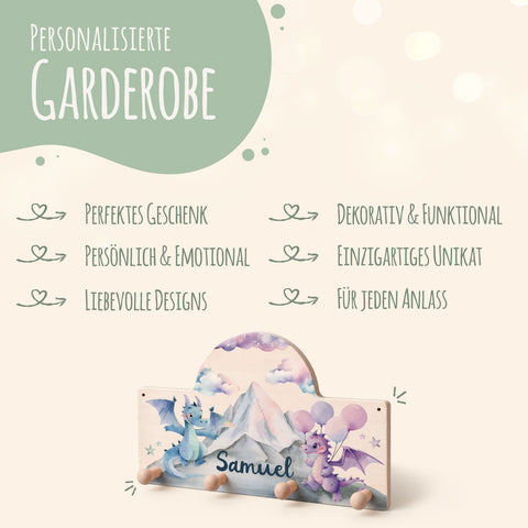 Personalisierte Garderobe fürs Kinderzimmer - Drache