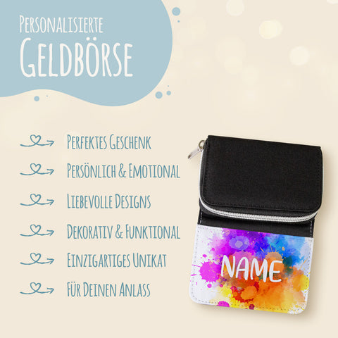 Bedruckte Geldbörse für Kinder im Color Splash Design
