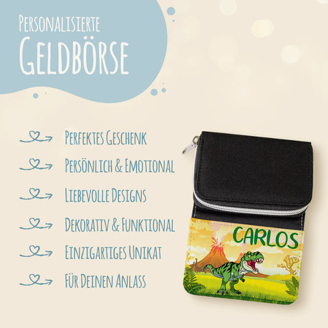 Bedruckte Geldbörse für Kinder - Dino Design