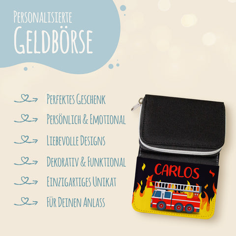 Bedruckte Geldbörse für Kinder im Feuerwehr Design
