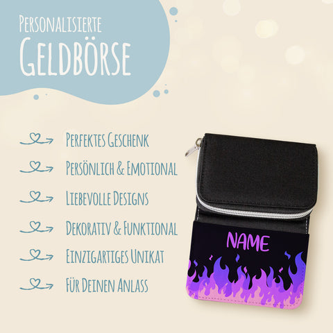 Bedruckte Geldbörse für Kinder im Flammen Design