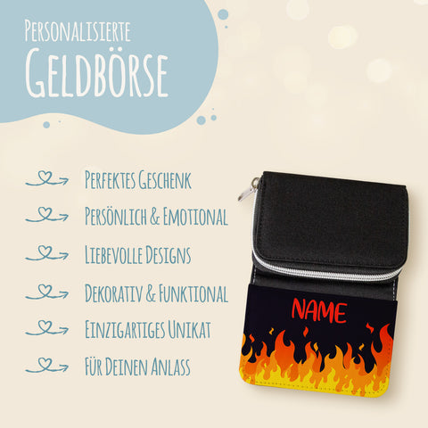 Bedruckte Geldbörse für Kinder im Flammen Design