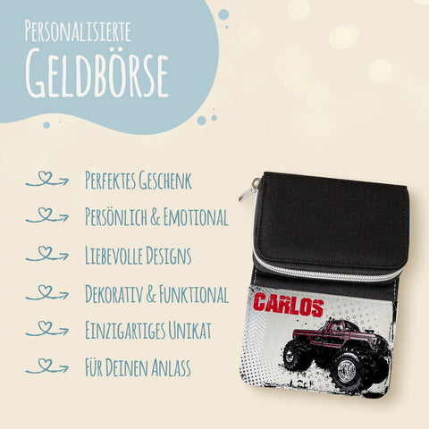 Bedruckte Geldbörse für Kinder im Monstertruck Design