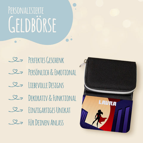 Bedruckte Geldbörse für Kinder im Superheld Silhouette Design