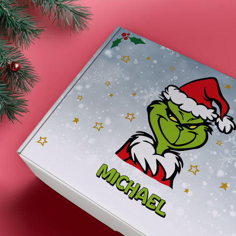 Personalisierte DIY Geschenkbox Grinch mit Namen