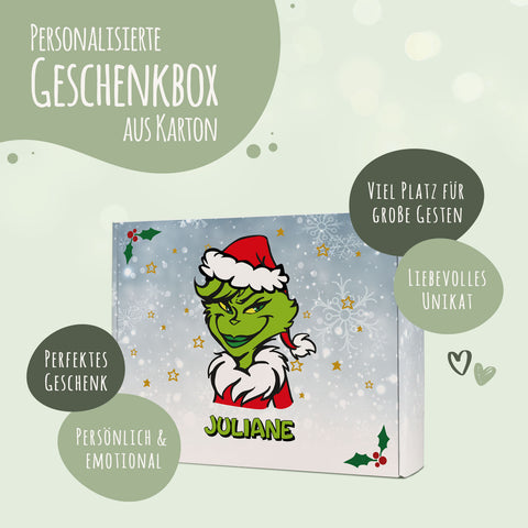 Personalisierte DIY Geschenkbox Grinch mit Namen